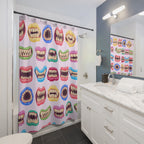 Quirky Colorful Monster Mouths Pattern Shower Curtain Gift: Playfully Spooky for Unique Homes
