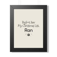 Bigfoot Christmas List Framed poster – original NewGiftDay design, view 8