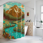 Vibrant Wildflower Mountain River Shower Curtain Gift: Serene Nature for Peaceful Homes