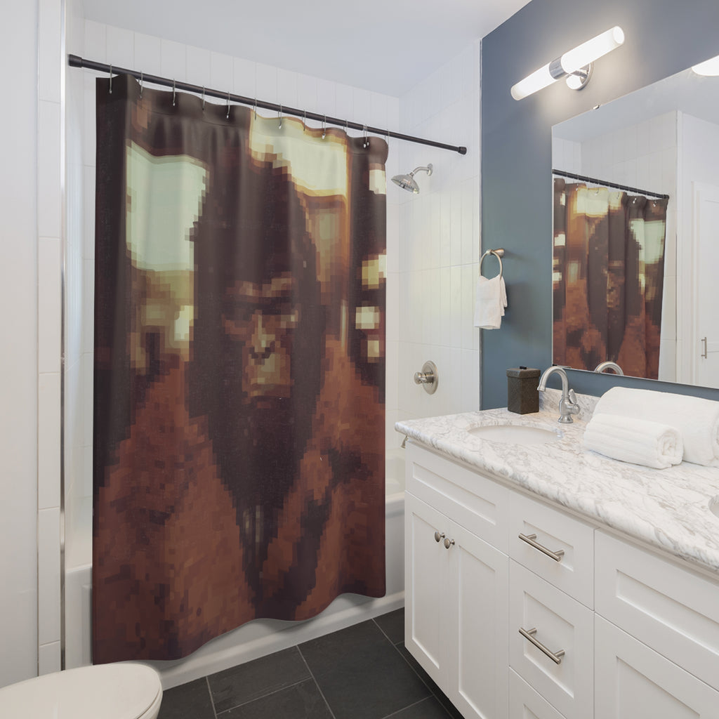Pixel Art Sasquatch Detective Shower Curtain Gift: Urban Lore for Mystery Homes