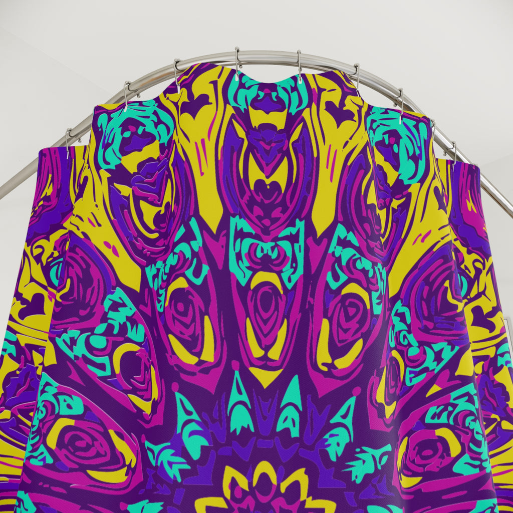 Psychedelic Radial Mandala Shower Curtain Gift: Electric Pop Art for Bohemian Homes