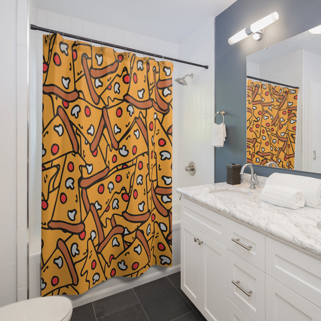 Pepperoni Pizza Slice Shower Curtain Gift: Maximalist Feast for Foodie Homes