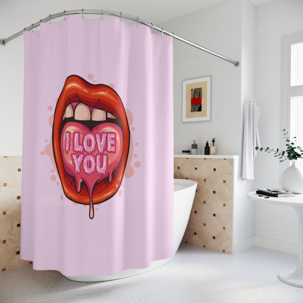 "I Love You" Melting Heart Lips Shower Curtain Gift: Edgy Romance for Expressive Homes