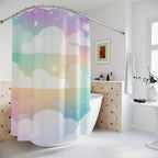Pastel Rainbow Cloud & Star Shower Curtain Gift: Dreamy Sky for Enchanted Homes