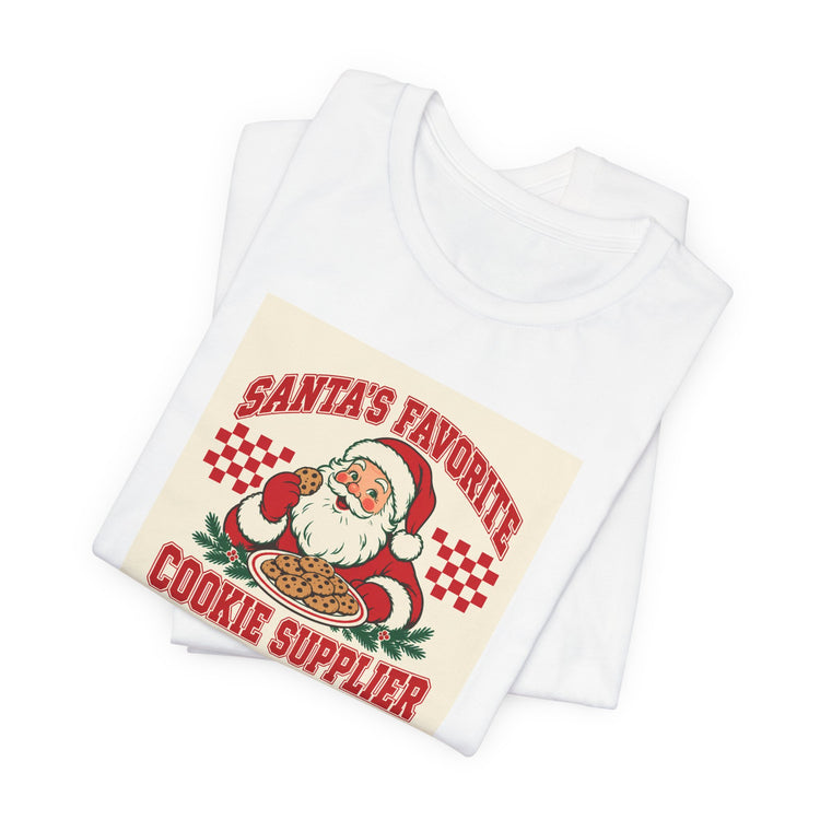 Santa's Favorite Cookie Supplier T-shirt in white – original NewGiftDay design