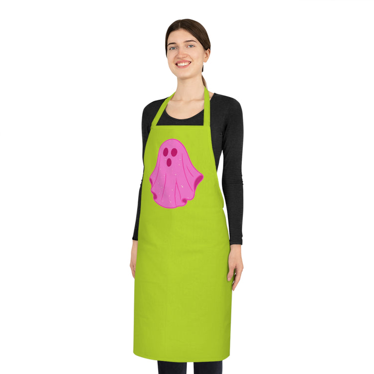 Pink Ghost Parade apron in lime-green – original NewGiftDay design