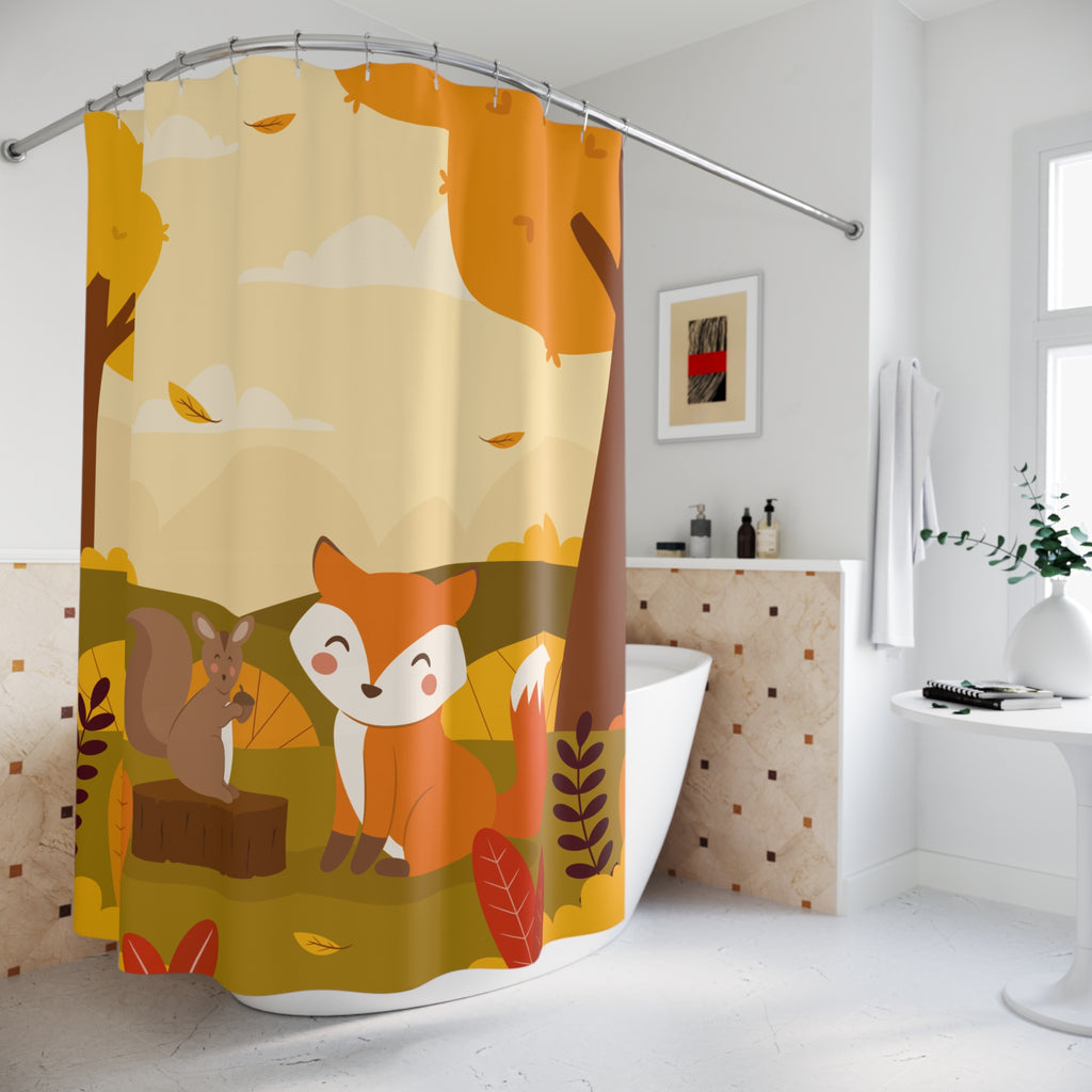 Whimsical Autumn Forest Friends Shower Curtain Gift: Charming Fall for Animal Lovers