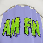 "I AM FINE" Slime Text Shower Curtain Gift: Sarcastic Humor for Quirky Homes