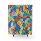 Geometric Multicolor Stained Glass Shower Curtain Gift: Modern Mosaic Art for Vibrant Homes