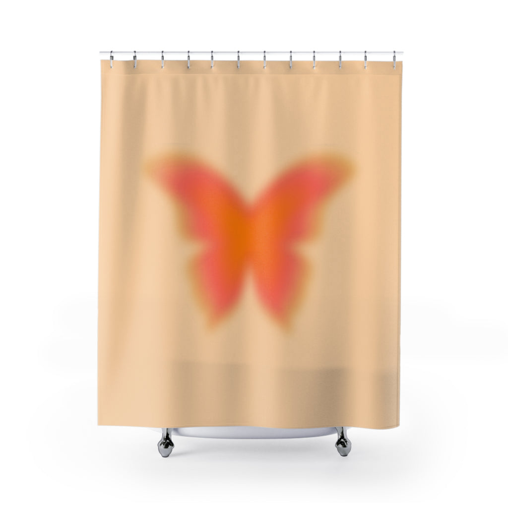 Warm Aura Butterfly Shower Curtain Gift: Golden Hues for Cozy Escapes