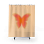 Warm Aura Butterfly Shower Curtain Gift: Golden Hues for Cozy Escapes