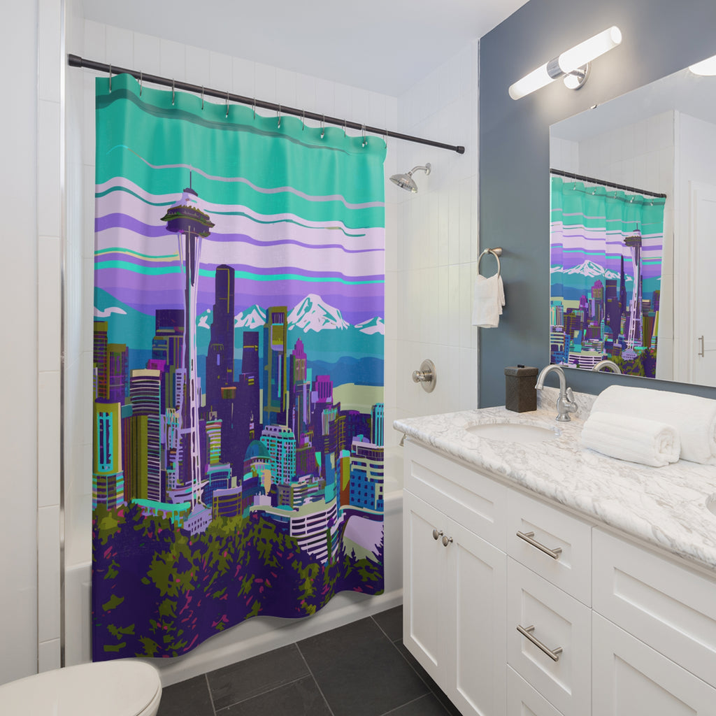 Seattle Skyline Pop Art Shower Curtain Gift: Urban Chic for Modern Homes