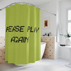 "Please Play Again" Slogan Shower Curtain Gift: Retro Gaming Fun for Nostalgic Homes