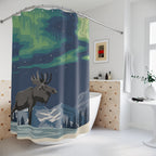 Enchanting Northern Lights Moose Shower Curtain