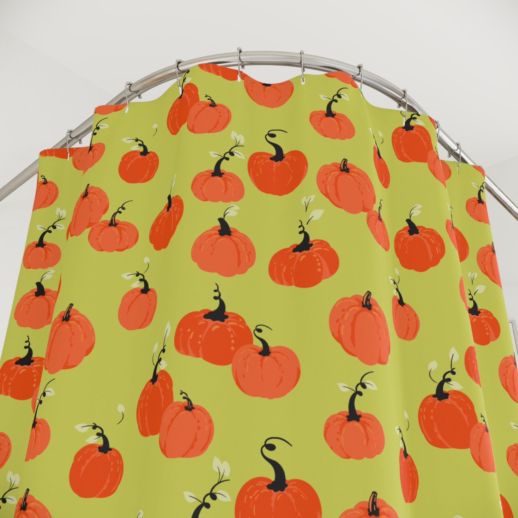 Cheerful Pumpkin Patch Pattern Shower Curtain Gift: Vibrant Autumn for Festive Homes