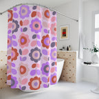 Mod Geometric Pink Flower Tile Shower Curtain Gift: Retro Pop for Stylish Homes
