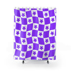 Psychedelic Checkerboard Flower Shower Curtain Gift: Groovy Retro for Funky Homes