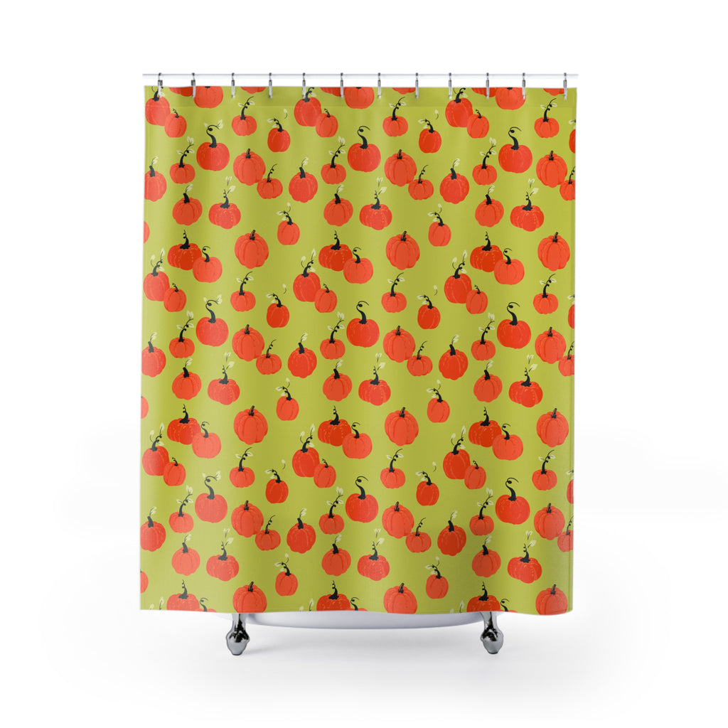 Cheerful Pumpkin Patch Pattern Shower Curtain Gift: Vibrant Autumn for Festive Homes