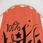 "100% Witch" Calligraphy Shower Curtain Gift: Chic Spooky Style for Enchanted Homes