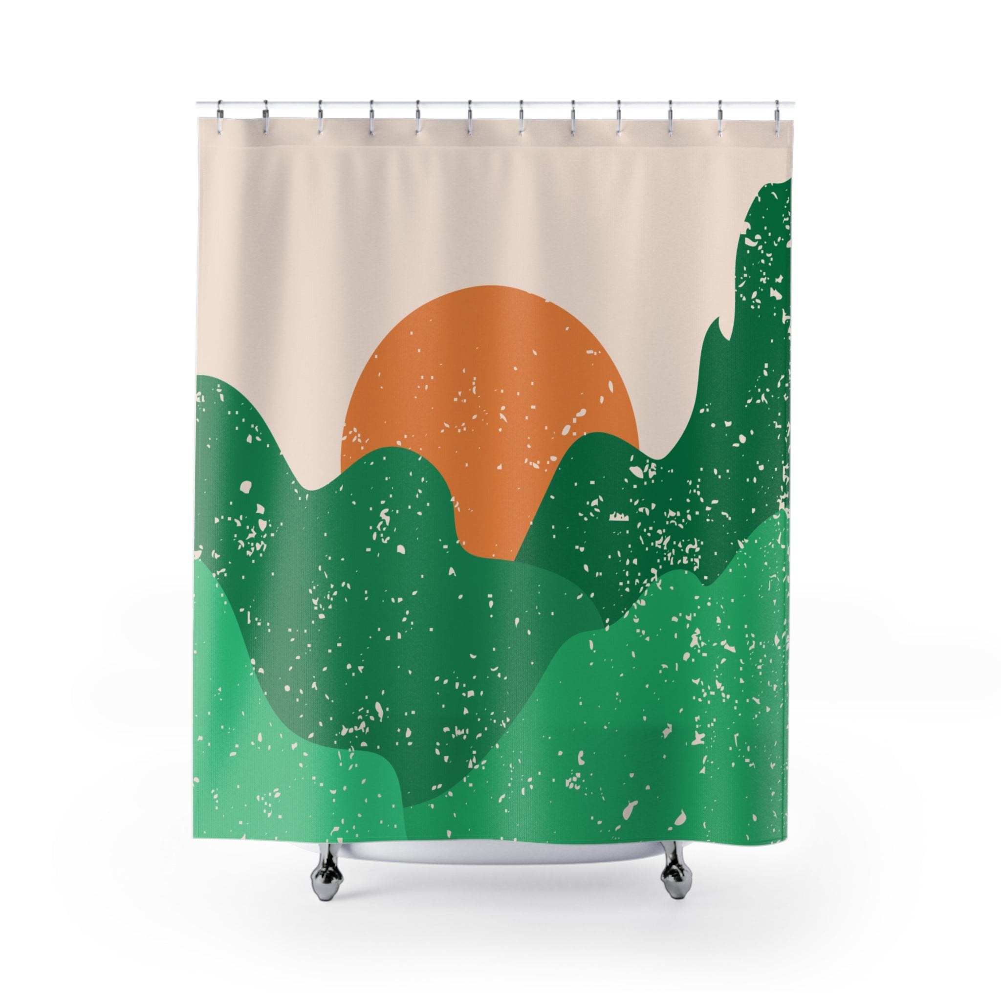 Minimalist Mountain Sunset Shower Curtain Gift: Tranquil Landscape for Modern Homes