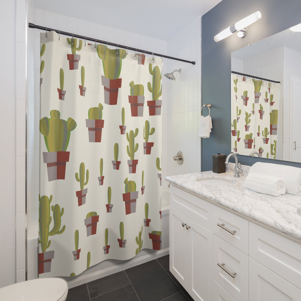 Minimalist Potted Cactus Shower Curtain Gift: Desert Chic for Modern Homes