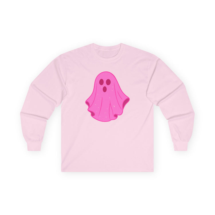 Pink Ghost Parade long sleeve tee in light-pink – original NewGiftDay design