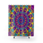 Psychedelic Radial Mandala Shower Curtain Gift: Electric Pop Art for Bohemian Homes