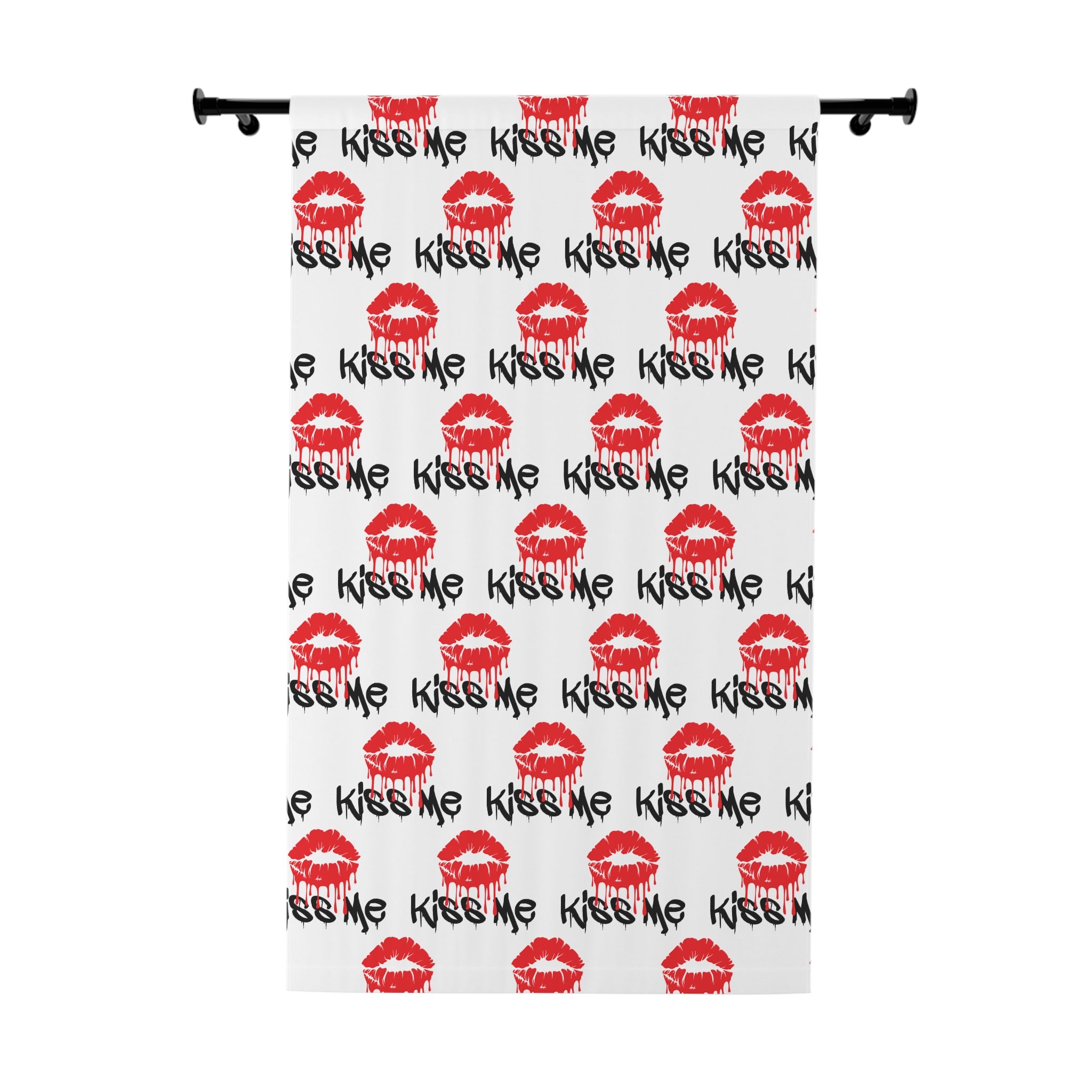 Bold Kiss Me Lip Patterned Blackout Window Curtain