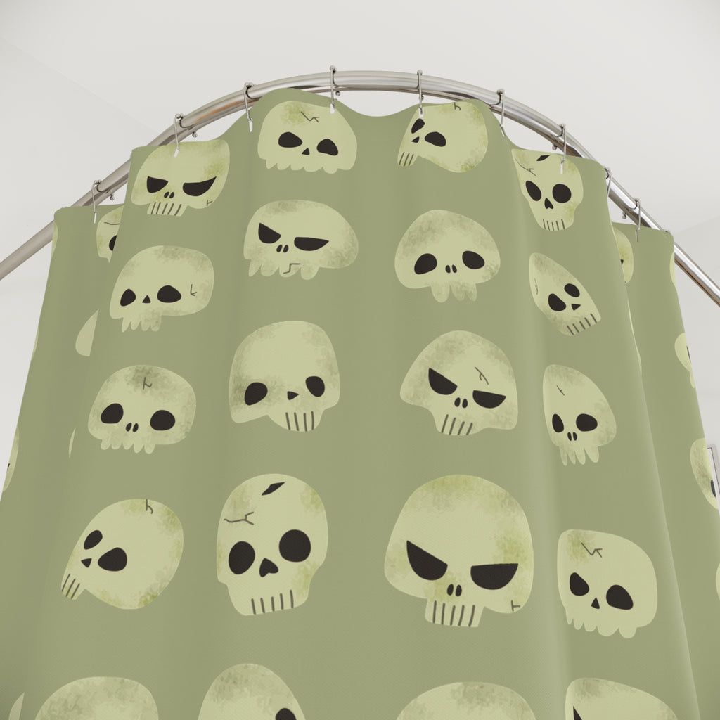 Quirky Cartoon Skull Pattern Shower Curtain Gift: Playful Spooky for Unique Homes