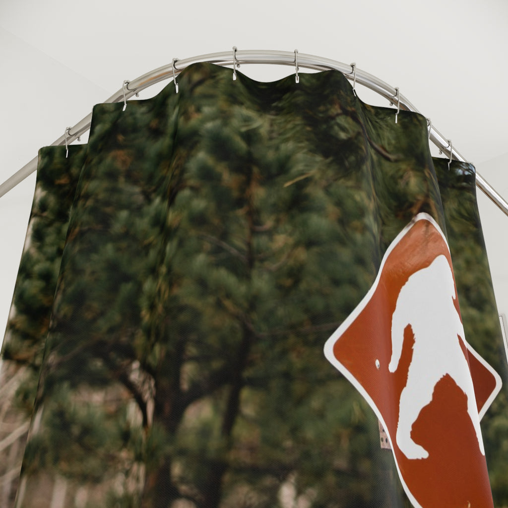 "Big Foot Crossing" Pikes Peak Photo Shower Curtain Gift: Cryptid Lore for Adventurous Homes