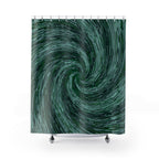 Abstract Green Swirly Pattern Temple Shower Curtain