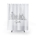 Minimalist Seattle Skyline Shower Curtain Gift: Urban Line Art for Modern Traveler Homes