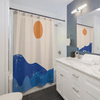 Abstract Coastal Wave Shower Curtain Gift: Minimalist Serenity for Tranquil Homes