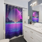 Retrowave Synthwave Horizon Shower Curtain Gift: 80s Cyberpunk for Retro Homes