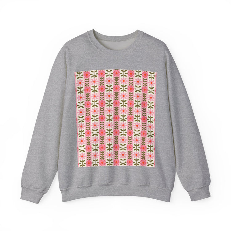 Retro Daisy Blooms™ sweatshirt in sport-grey – original NewGiftDay design