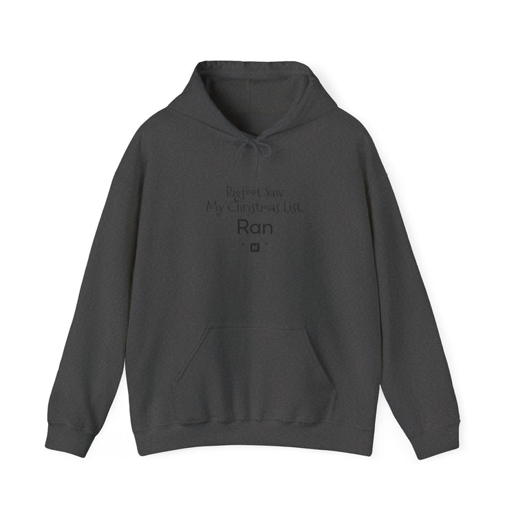 Bigfoot Christmas List™ Hooded sweatshirt in dark-heather – original NewGiftDay design