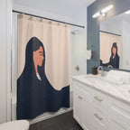 "Flowing Grace" Minimalist Woman Shower Curtain Gift: Serene Art for Contemplative Spaces