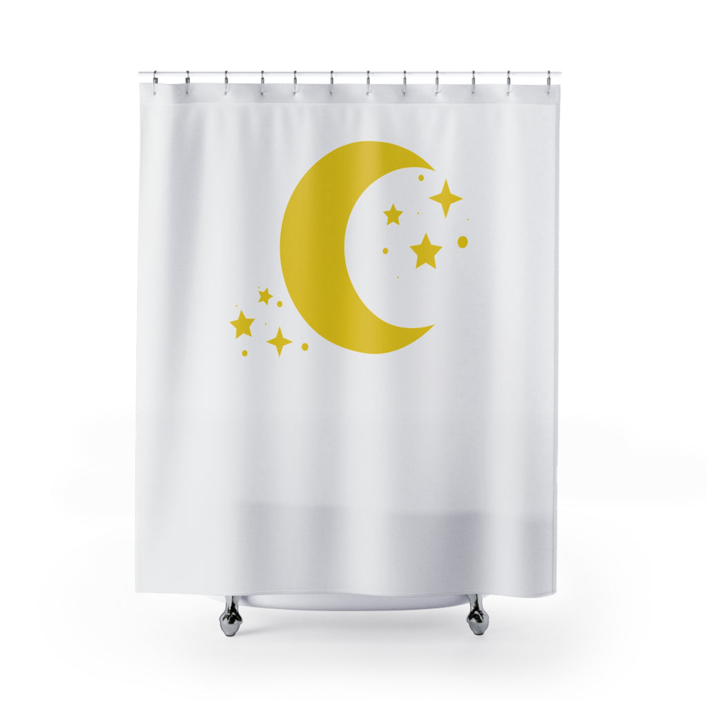 Golden Moon & Stars Shower Curtain Gift: Celestial Dreams for Peaceful Homes