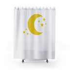 Golden Moon & Stars Shower Curtain Gift: Celestial Dreams for Peaceful Homes