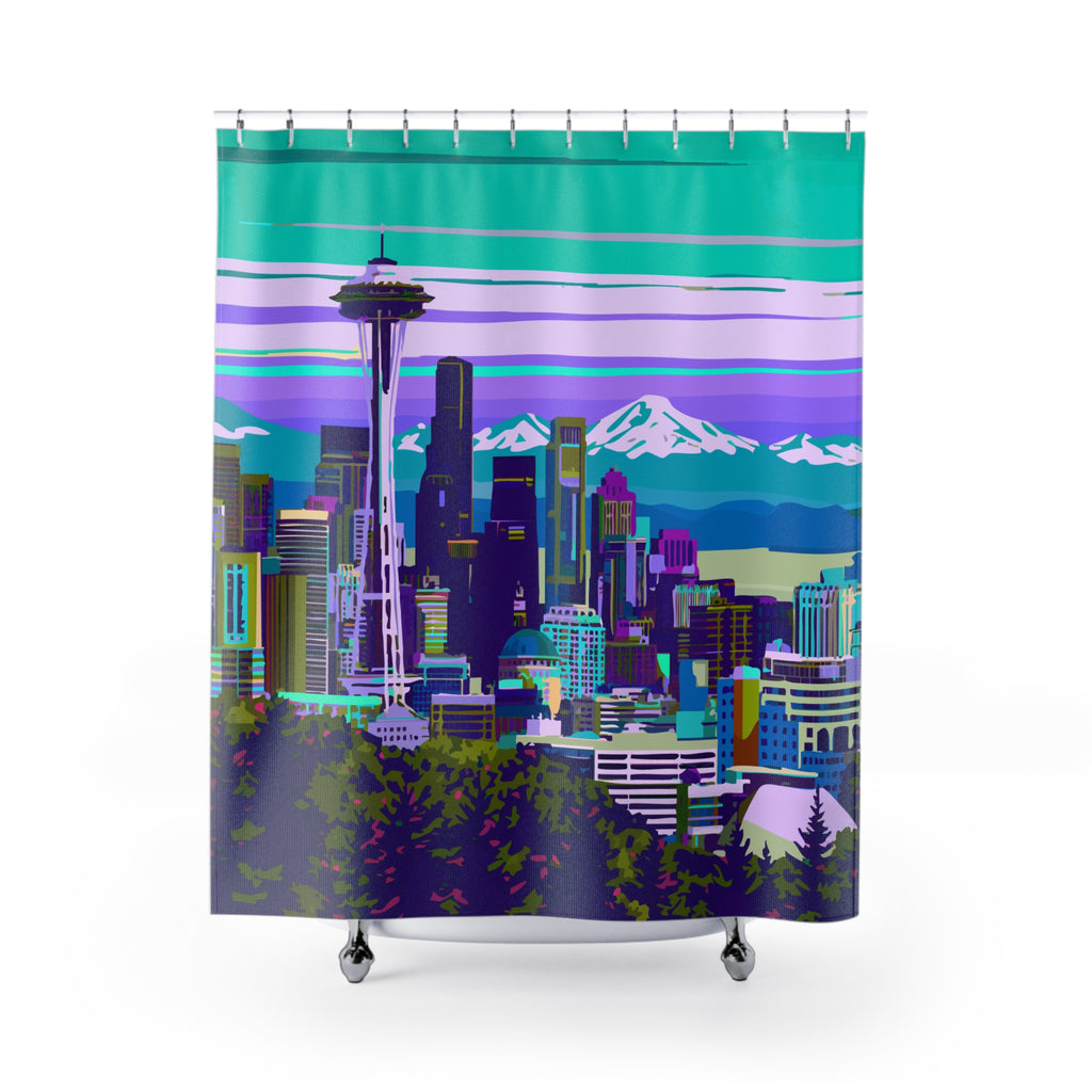 Seattle Skyline Pop Art Shower Curtain Gift: Urban Chic for Modern Homes
