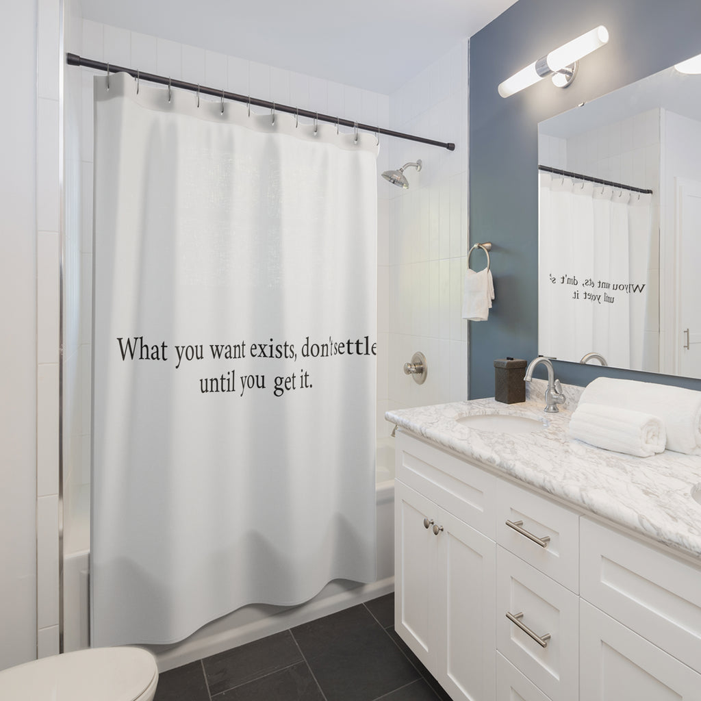 "Don't Settle" Motivational Quote Shower Curtain Gift: Daily Inspiration for Ambitious Homes