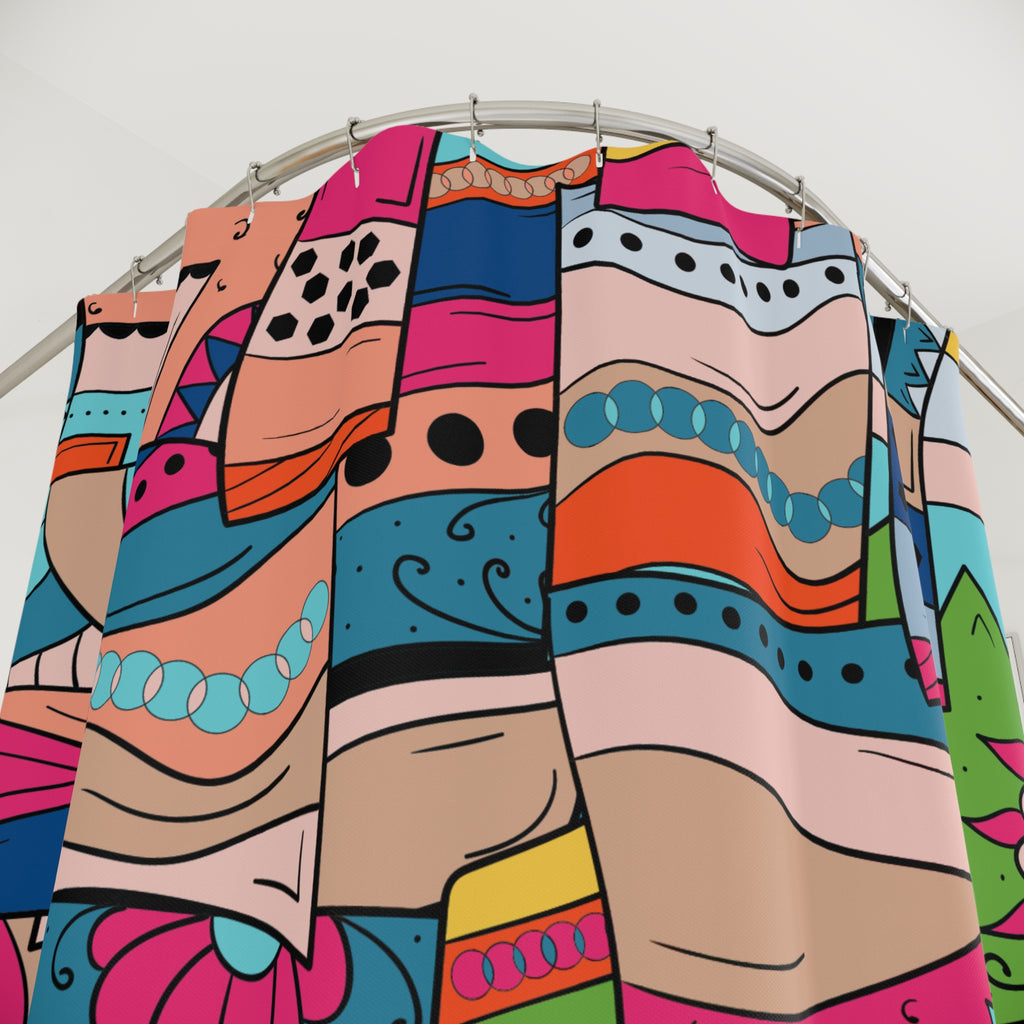 Folk Art Patchwork Shower Curtain Gift: Bohemian Charm for Eclectic Homes