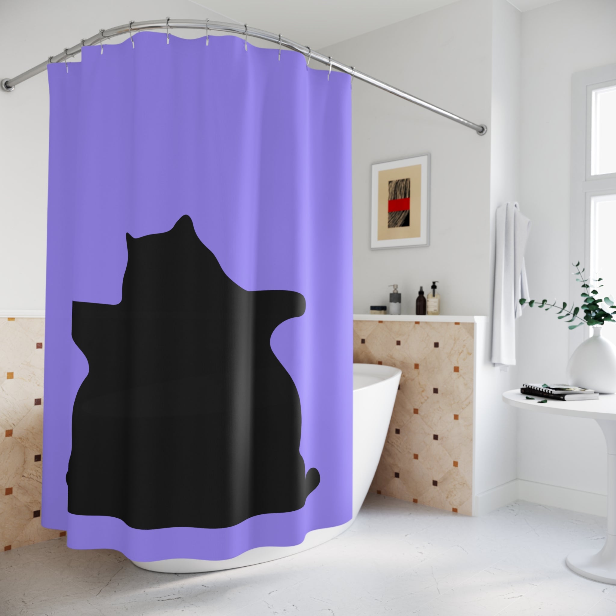 Black Bear-Rug Cat Shower Curtain Gift: Hilarious Novelty for Maximalists