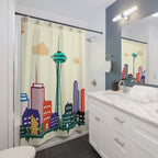Retro Seattle Cityscape Shower Curtain Gift: Pop Art Energy for Urban Homes