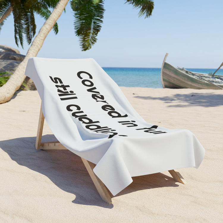 Covered in fur, still cuddling Printed Beach Towel for Pet Days Out design