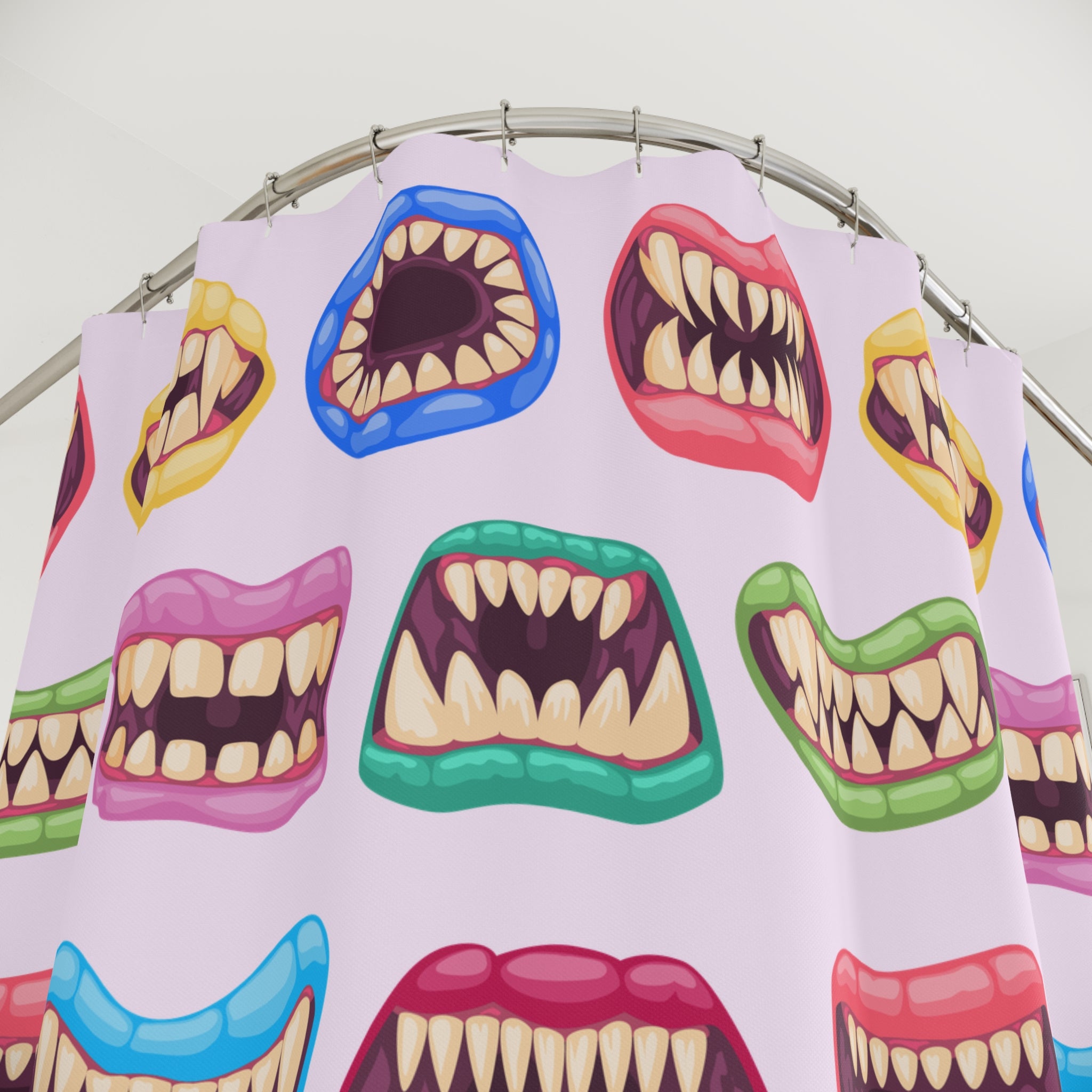 Quirky Colorful Monster Mouths Pattern Shower Curtain Gift: Playfully Spooky for Unique Homes