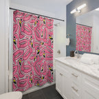 Pink Flamingo Pool Float Shower Curtain Gift: Tropical Fun for Whimsical Homes