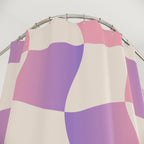 Wavy Pastel Checkerboard Shower Curtain Gift: Dreamy Retro for Serene Spaces