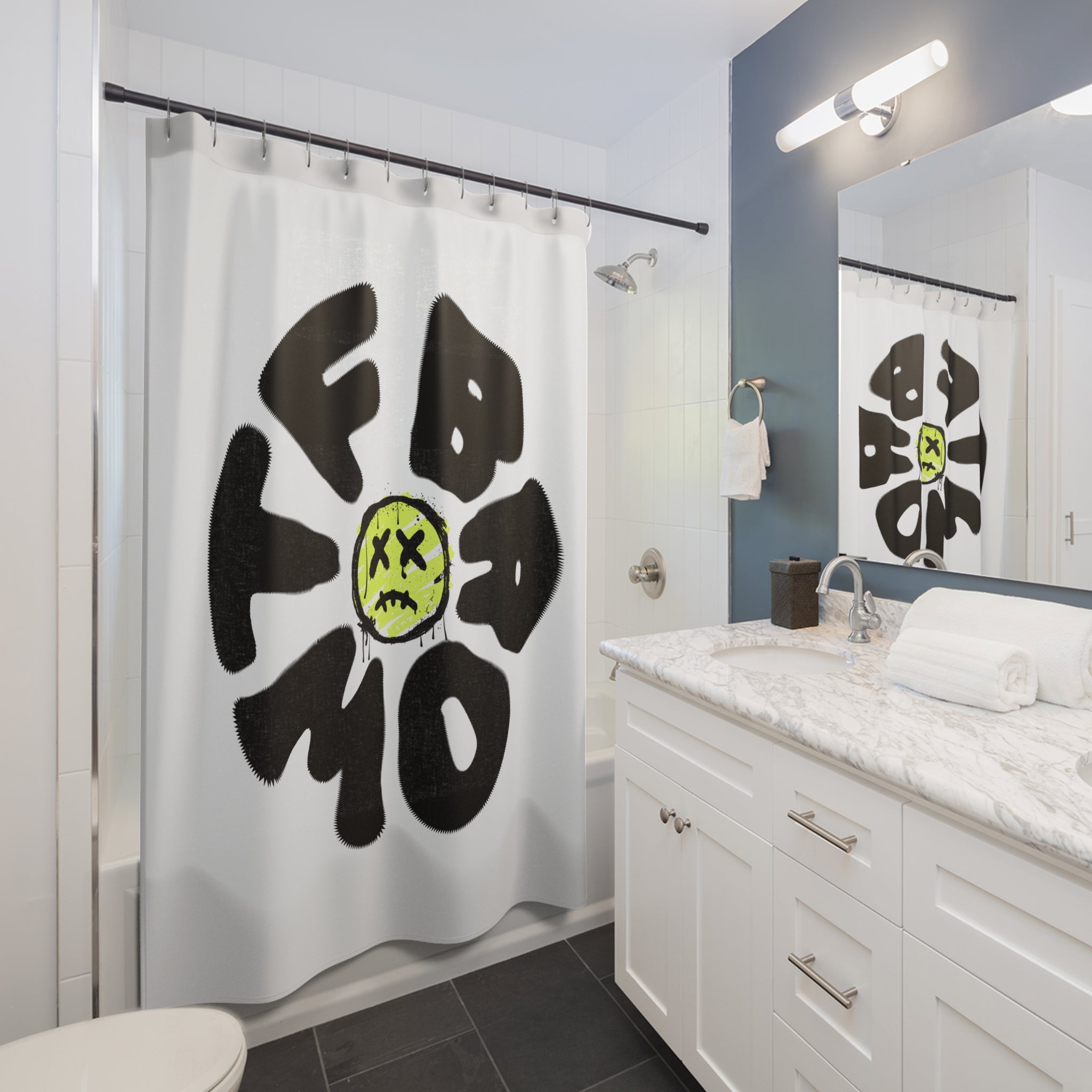 "WTF BRO" Slogan Shower Curtain Gift: Irreverent Humor for Unconventional Homes