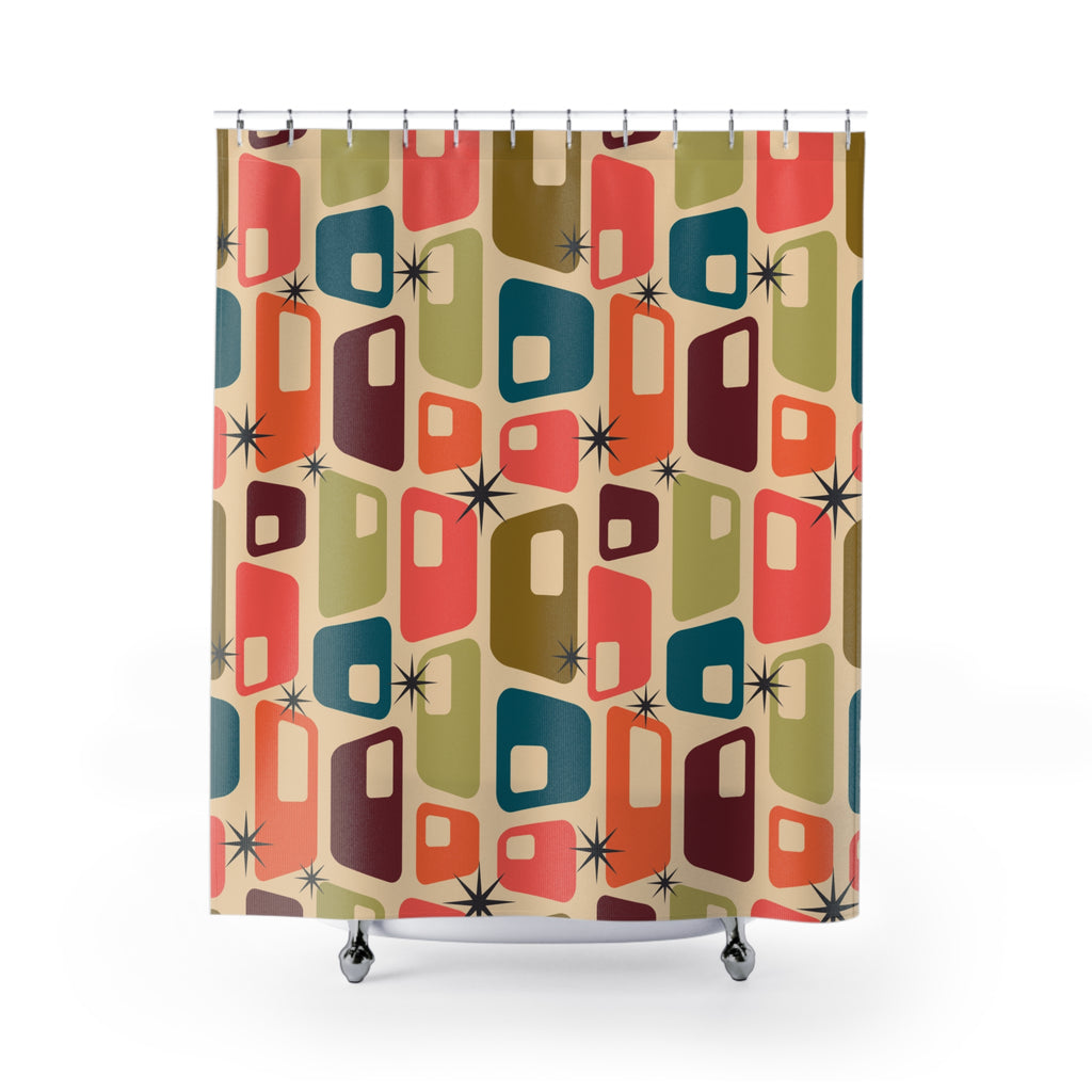 Mid-Century Modern Atomic Retro Shower Curtain Gift: Vintage Charm for Stylish Homes